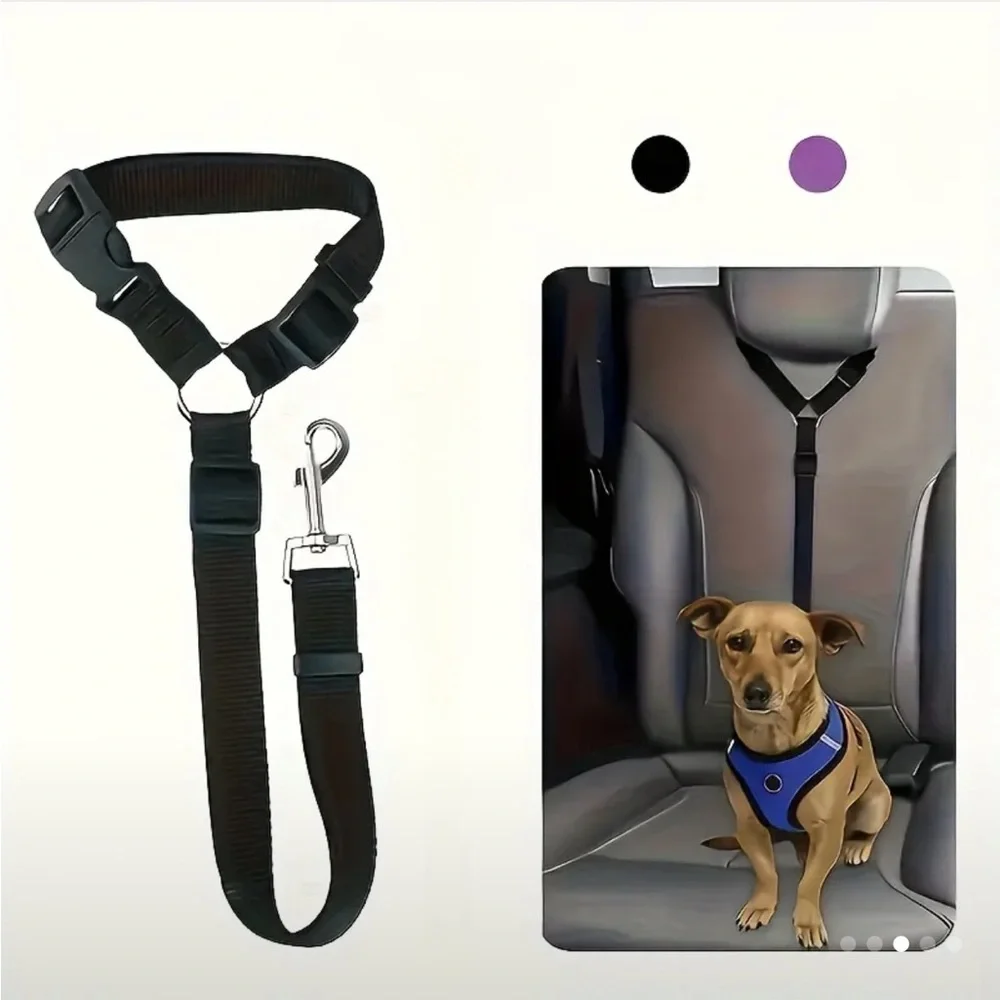 Dog Adjustable Car Tether Safety Seat Belt Leash - Purple
